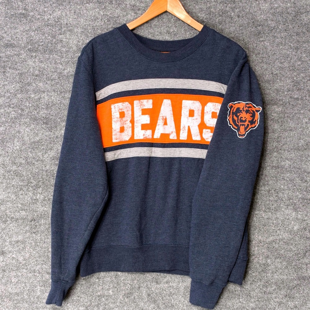 Chicago Bears Mens Large Navy Blue Heathered Crewneck Sweatshirt 47 Bran NFL